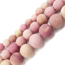 pink petrified rhodonite matte round beads