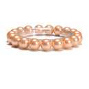 Peach Shell Pearl Smooth Round Beaded Bracelet Beads Size 8mm 10mm 7.5" Length