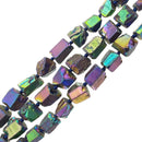 electroplated rainbow quartz rough cylinder tube beads