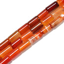 Carnelian Cylinder Tube Beads Size 8x15mm 15.5'' Strand