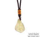 Crystal Gemstone Rough Chunk Point Pendant 24'' Adjustable Necklace Aquamarine, Amethyst, Rose Quartz, Lemon Quartz, Citrine, Lemon Jade