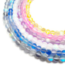 frosted mystic aura gray white blue yellow pink purple beads