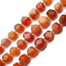 Natural Carnelian Faceted Nugget Chunk Beads Approx 13x20mm 15.5" Strand