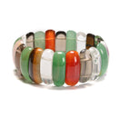 Mixed Gemstone Double Drill Bracelet Oval Shape Beads Size 10x25mm 7.5'' Length