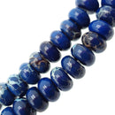 large hole blue sea sediment jasper smooth rondelle beads