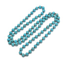 Blue Turquoise Smooth Knotted Mala Necklace Beads 8mm 36” Long Ready to Wear