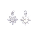 925 Sterling Silver Snowflake Charm with Cubic Zirconia 10x13mm 3 PCS Per Bag