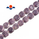 lepidolite rectangle slice faceted octagon beads