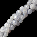 translucent blue chalcedony faceted off roundbeads
