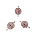round evil eye charm gold silver plated copper micro pave zircon