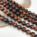 2.0mm Hole Red Tiger Eye Smooth Round Beads 6mm 8mm 10mm 15.5" Strand