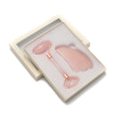 Rose Quartz Face Massage Roller Tool & Gua Sha Facial Massager Stone Box Set