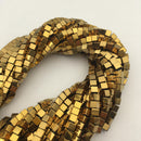 gold plated hematite smooth cube beads
