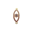 evil eye charm gold plated copper micro pave pink red green zircon