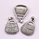 silver plated micro pave zircon bag shape pendant charm sale by piece