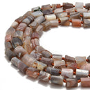 natural botswana agate irregular faceted cylinder tube beads