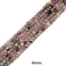 Natural Pink Tourmaline & Lepidolite Faceted Cube Beads 4mm 6mm 15.5'' Strand