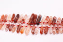 red amphibole quartz graduated top drill points beads