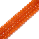 Dark Orange Crystal Glass Smooth Round Beads Size 6mm 8mm 10mm 15.5" Strand