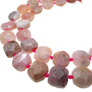 pink opal faceted octagon flat square beads
