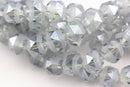light blue crystal glass matte faceted round