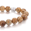 picture jasper bracelet silver buddha smooth round