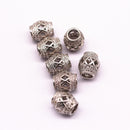 silver plated micro pave zircon cylinder shape charm