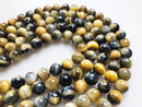 golden blue Tiger's eye smooth round beads