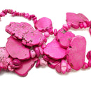Pink Magnesite Turquoise Graduated Slab Slice Beads Approx 20-50mm 15.5" Strand
