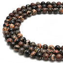 Black Leopard Skin Jasper Smooth Round Beads 4mm 6mm 8mm 10mm 15.5'' Strand