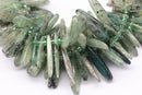 natural green quartz graduated pebble nugget points beads