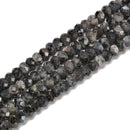 Larvikite Labradorite Hard Cut Faceted Rondelle Beads Size 4x6mm 5.5'' Strand