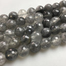 cloudy quartz faceted round beads