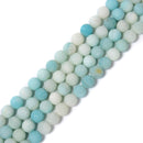 Blue Green Amazonite Matte Round Beads Size 4mm 6mm 8mm 10mm 15.5'' Strand