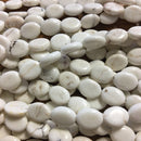 white turquoise flat oval beads