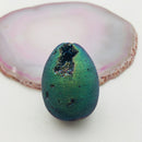 natural druzy agate egg silver gold rainbow colors