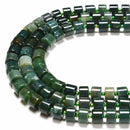 Dark Green Moss Agate Rondelle Wheel Disc Beads Size 6x10mm 15.5'' Strand