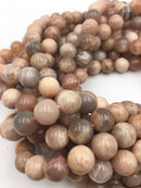 peach moonstone smooth round beads