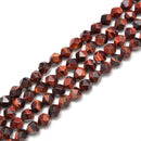 Red Tiger's Eye Faceted Star Cut Beads 8mm 15.5" Strand