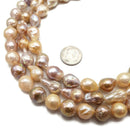 Natural Multi Peach Pink Fresh Water Pearl Baroque Drop 10mm 12mm 15.5" Strand