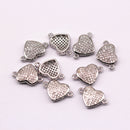 silver plated mirco pave clear zircon heart shapex sale by piece