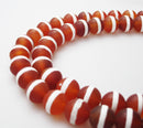 carnelian with white Striped matte round beads