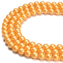 Bright Gold Shell Pearl Matte Round Beads Size 6mm 8mm 10mm 15.5'' Strand