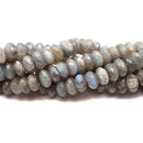Natural Dark Labradorite Faceted Rondelle Beads Size 5x10mm 15.5" Strand