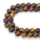 Multi-Color Tiger's Eye Faceted Round Beads 4mm 6mm 8mm 10mm 12mm 15.5" Strand
