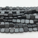 gray hematite matte flat square beads