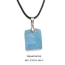 Crystal Gemstone Rough Chunk Point Pendant 18'' Cord Necklace Rose Quartz, Aquamarine, Amethyst, Lemon Quartz, Citrine, Auralite 23