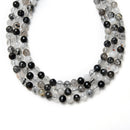 black tourmalinated quartz faceted round beads