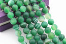 large hole green Striped agate matte round beads