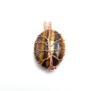 yellow Tiger's eye tree pendant copper wire wrap oval